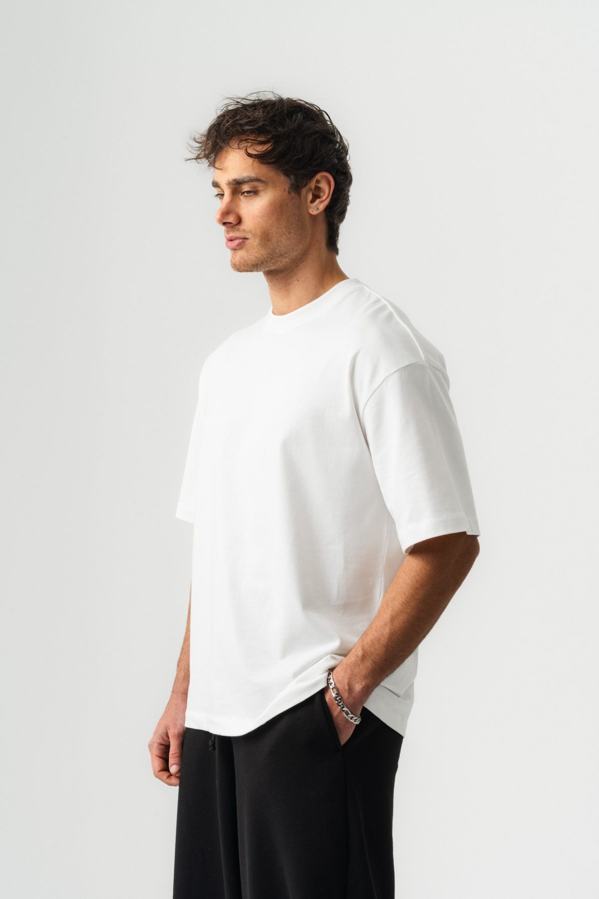 BORZ Oversize Kalıp Basic T-shirt - Beyaz — Beyaz (2)
