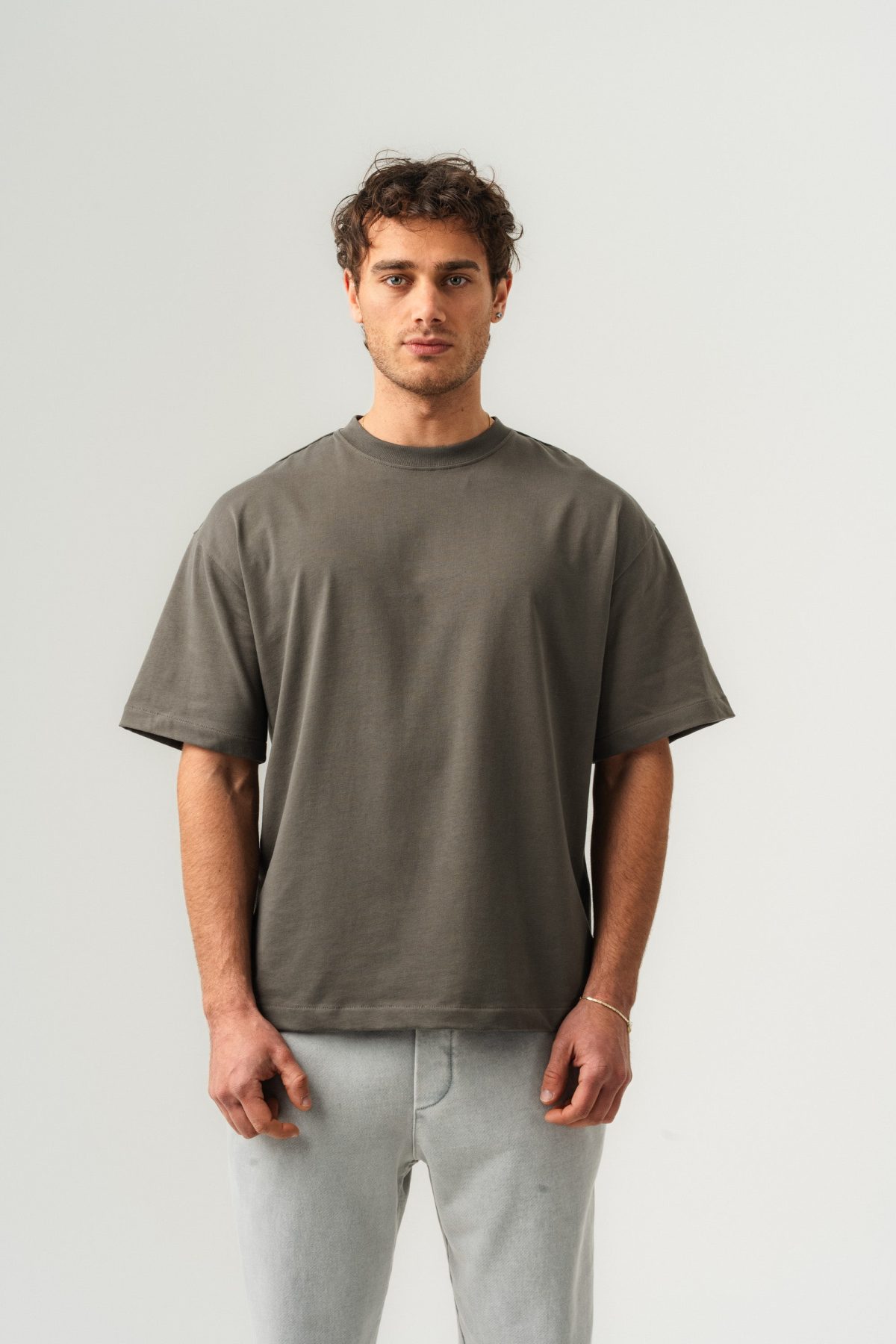BORZ Oversize Kalıp Basic T-shirt - Haki — Haki (1)