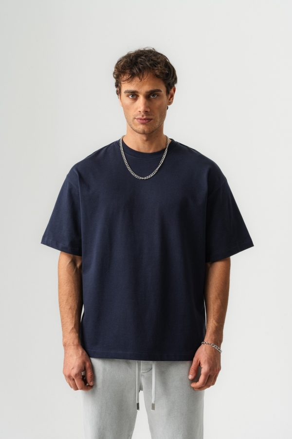 BORZ Oversize Kalıp Basic T-shirt - Lacivert — Lacivert