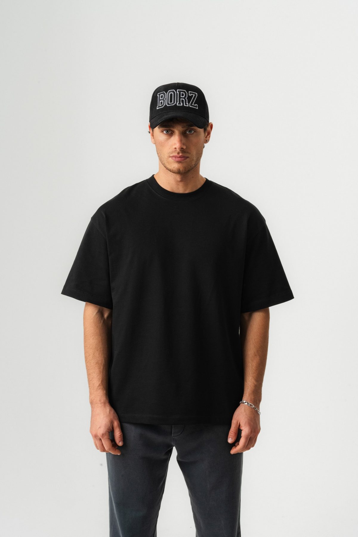 BORZ Oversize Kalıp Basic T-shirt - Siyah — Siyah (1)