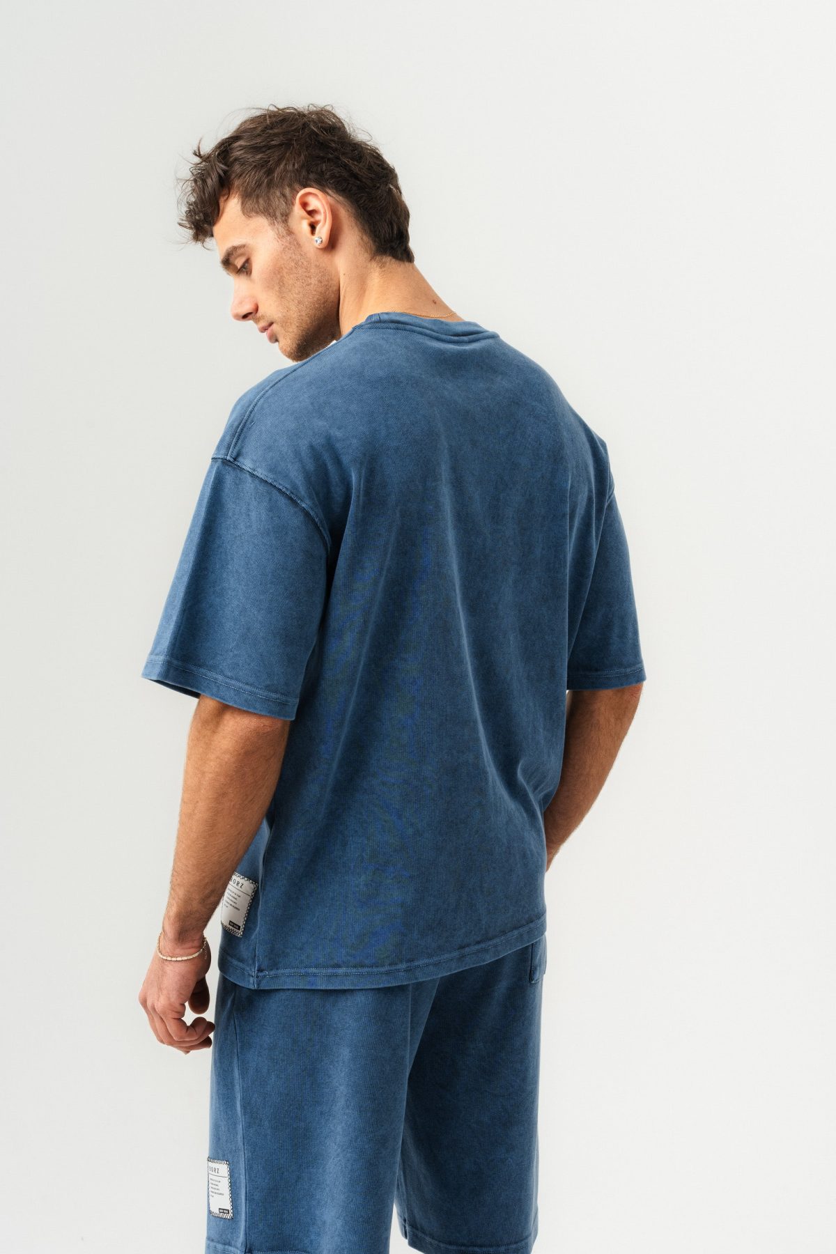 BORZ Soluk Efektli Oversize Kalıp T-shirt ve Şort Takımı — Haki (4)