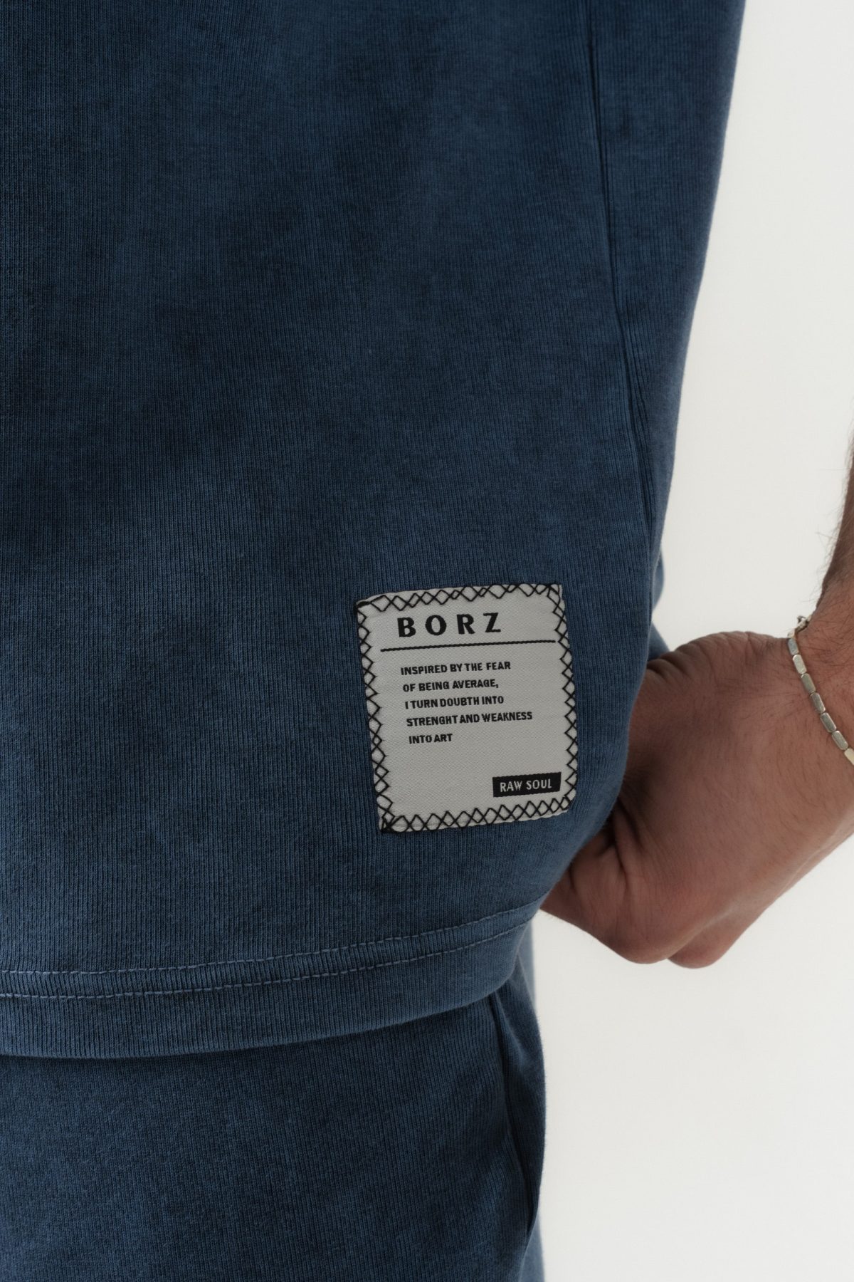 BORZ Soluk Efektli Oversize Kalıp T-shirt ve Şort Takımı — Haki (5)