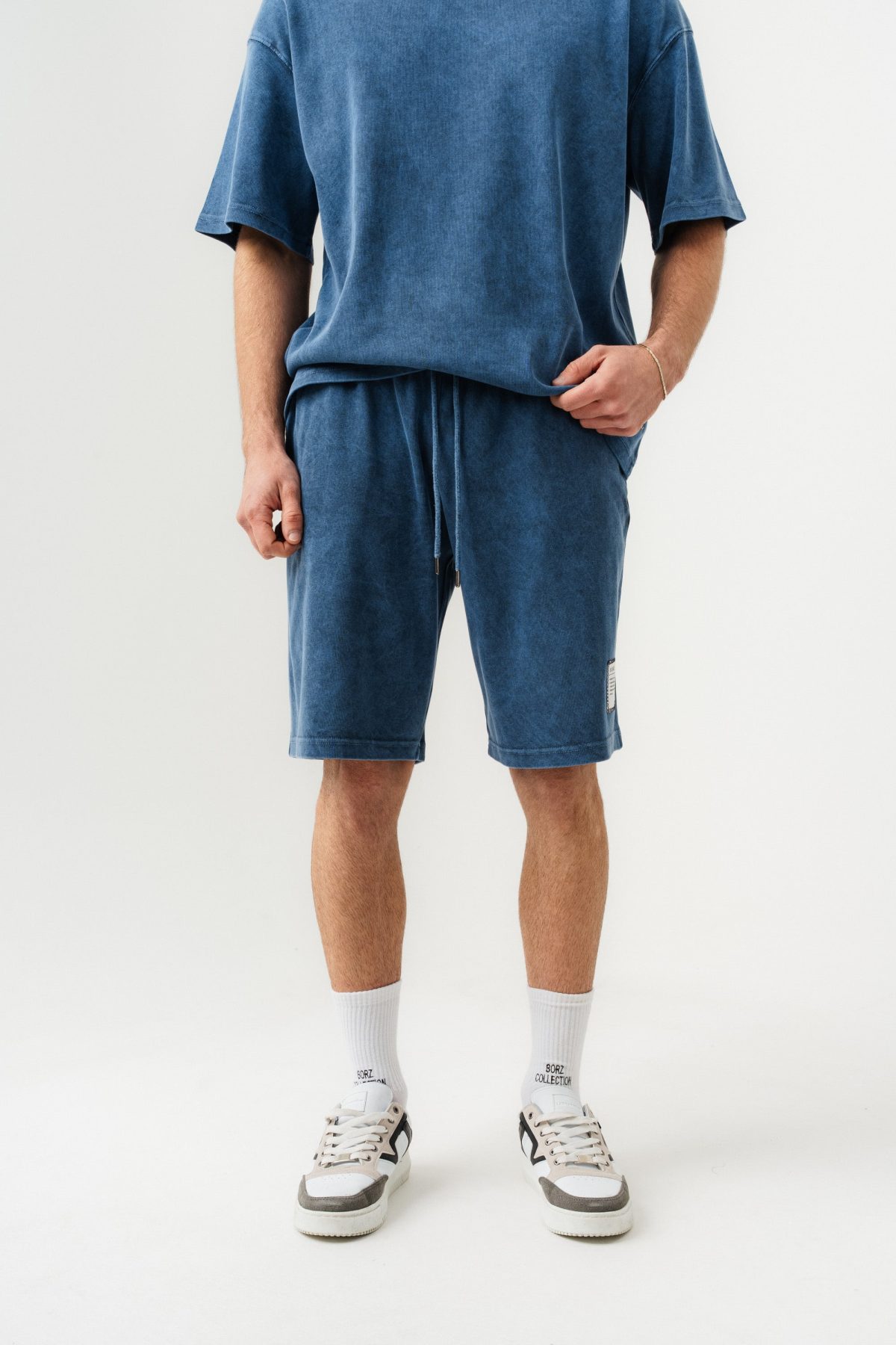 BORZ Soluk Efektli Oversize Kalıp T-shirt ve Şort Takımı — Haki (6)