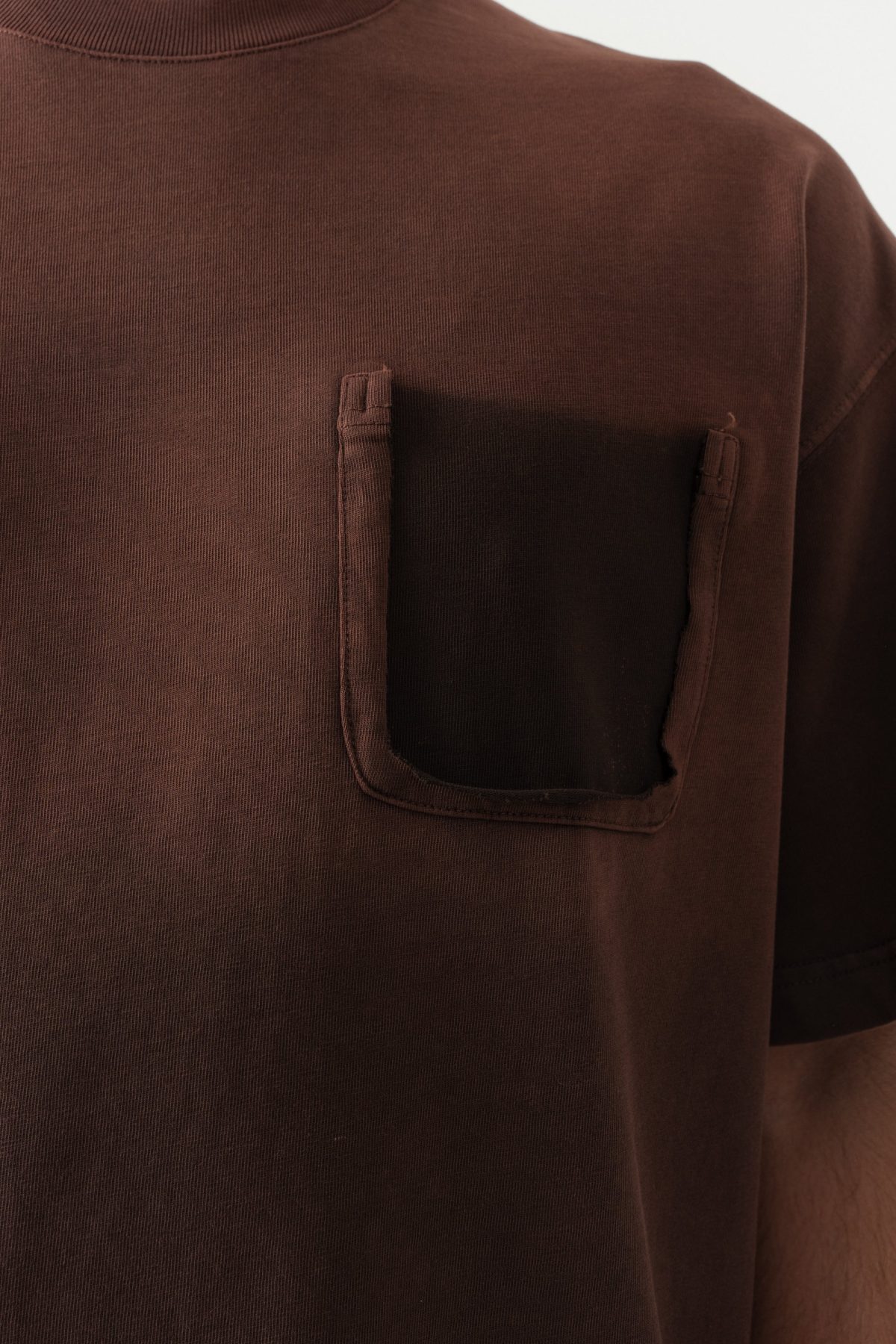 BORZ UNISEX CEPLİ-YIKAMALI OVERSİZE TİŞÖRT — Kahverengi (6)