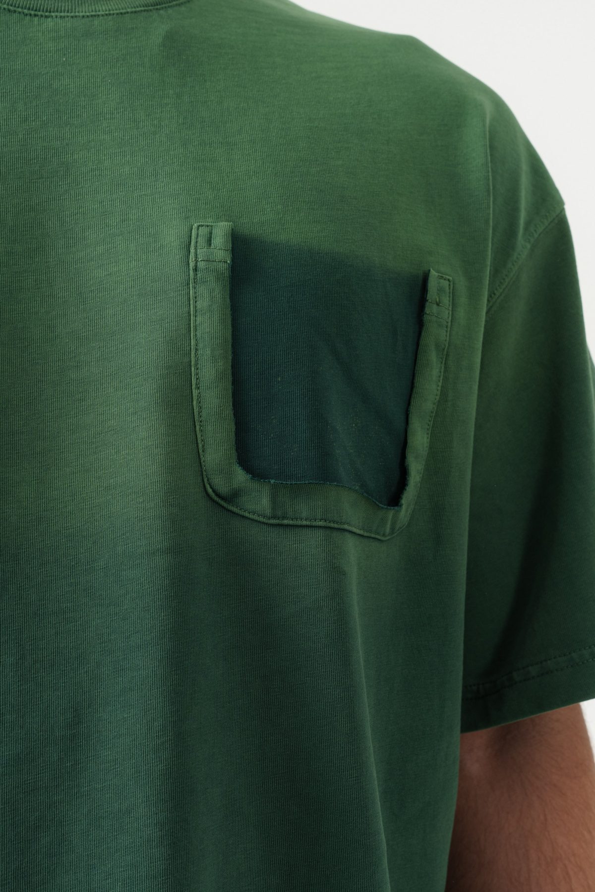 BORZ UNISEX CEPLİ-YIKAMALI OVERSİZE TİŞÖRT — Yeşil (7)