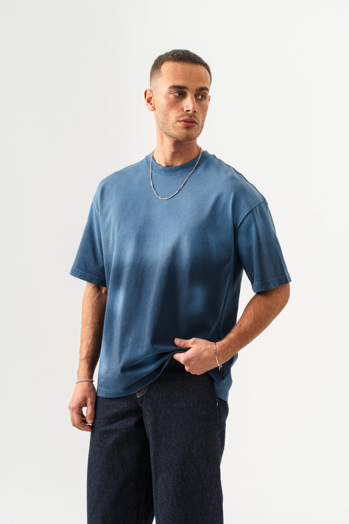 BORZ UNISEX GEÇİŞLİ - YIKAMALI OVERSIZE TİŞÖRT — Haki (2)