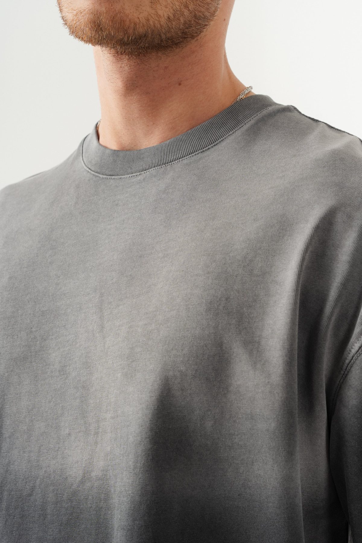BORZ UNISEX GEÇİŞLİ - YIKAMALI OVERSIZE TİŞÖRT — Gri (5)