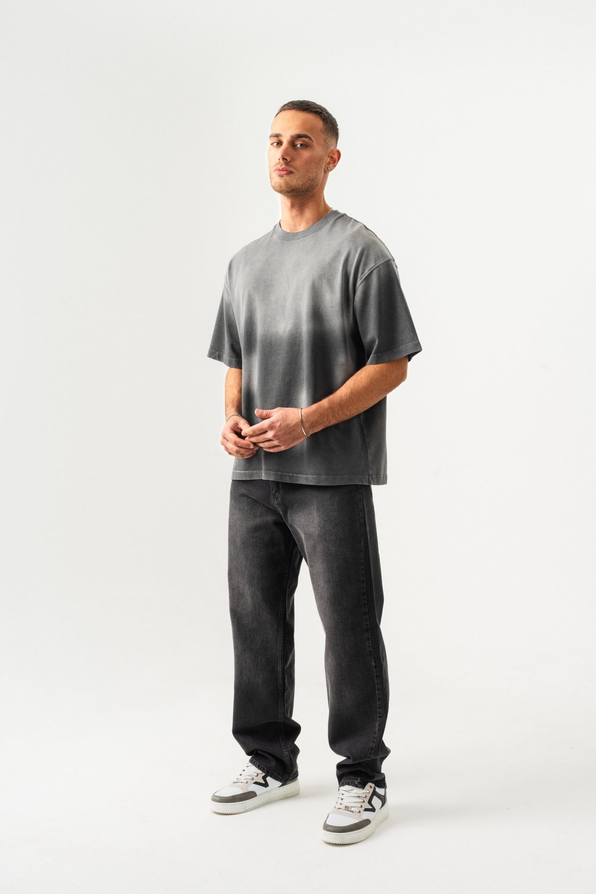 BORZ UNISEX GEÇİŞLİ - YIKAMALI OVERSIZE TİŞÖRT — Gri (6)