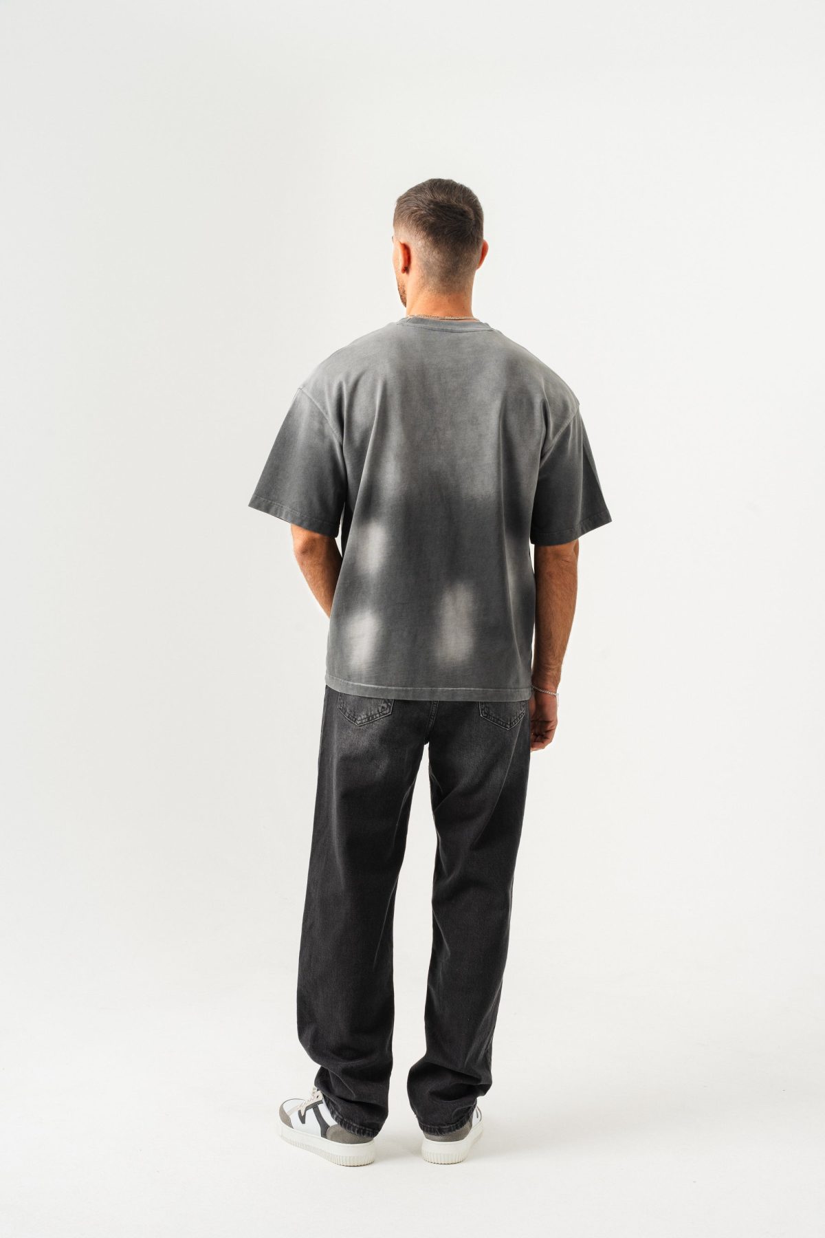 BORZ UNISEX GEÇİŞLİ - YIKAMALI OVERSIZE TİŞÖRT — Gri (7)