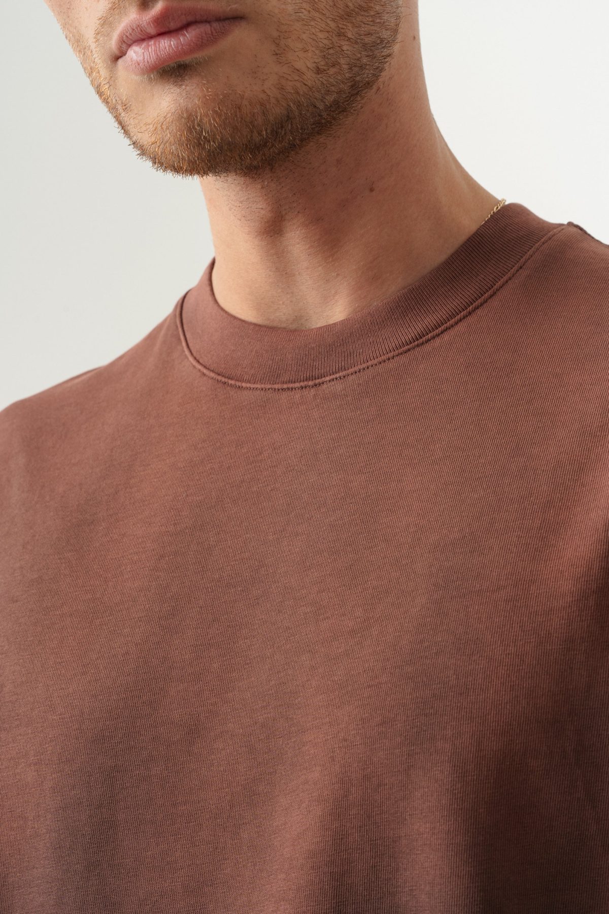 BORZ UNISEX GEÇİŞLİ - YIKAMALI OVERSIZE TİŞÖRT — Kahverengi (6)
