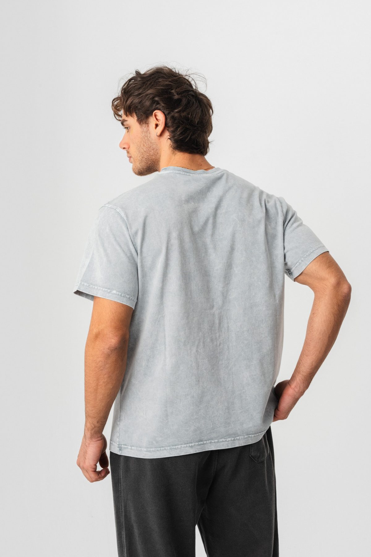 BORZ Yıkamalı Basic T-shirt - Gri — Gri (3)