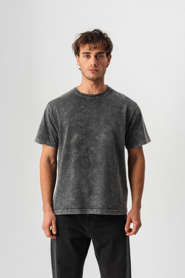 BORZ Yıkamalı Basic T-shirt - Siyah — Siyah