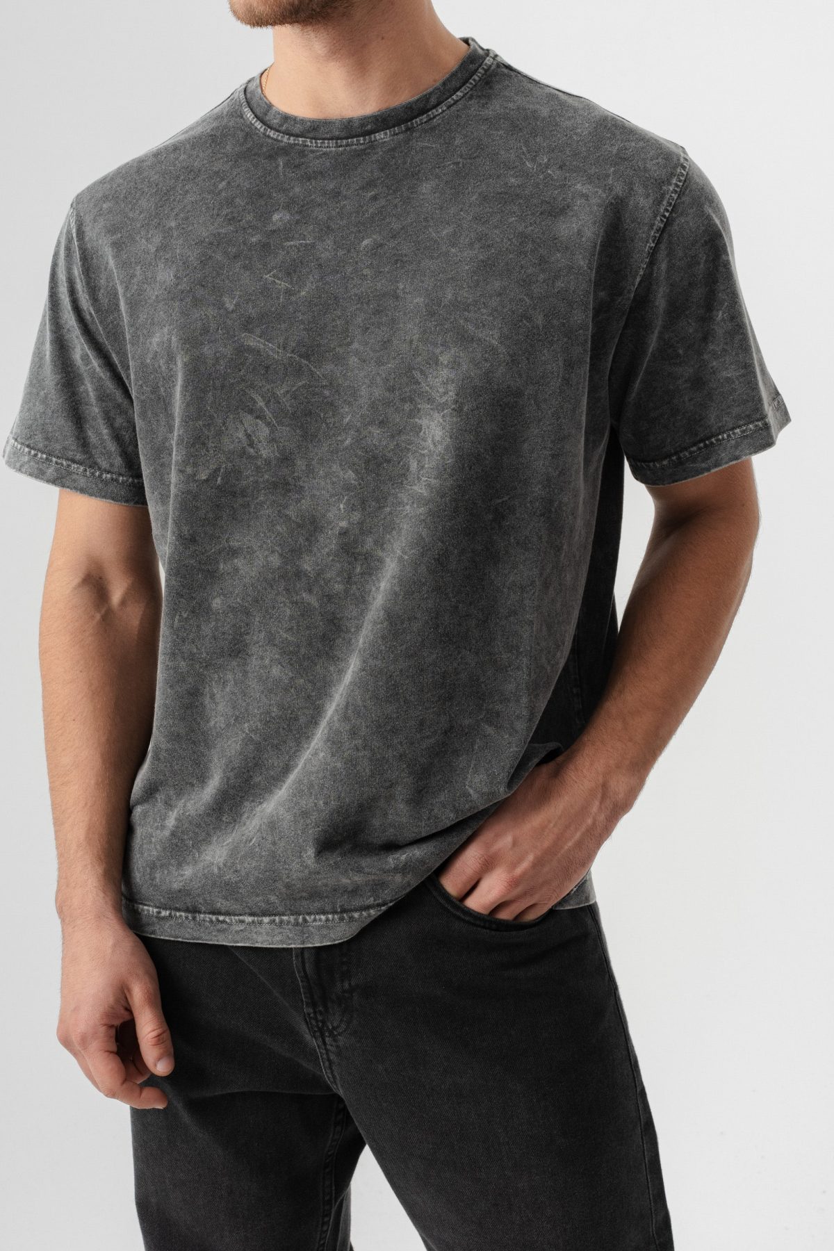 BORZ Yıkamalı Basic T-shirt - Siyah — Siyah (5)