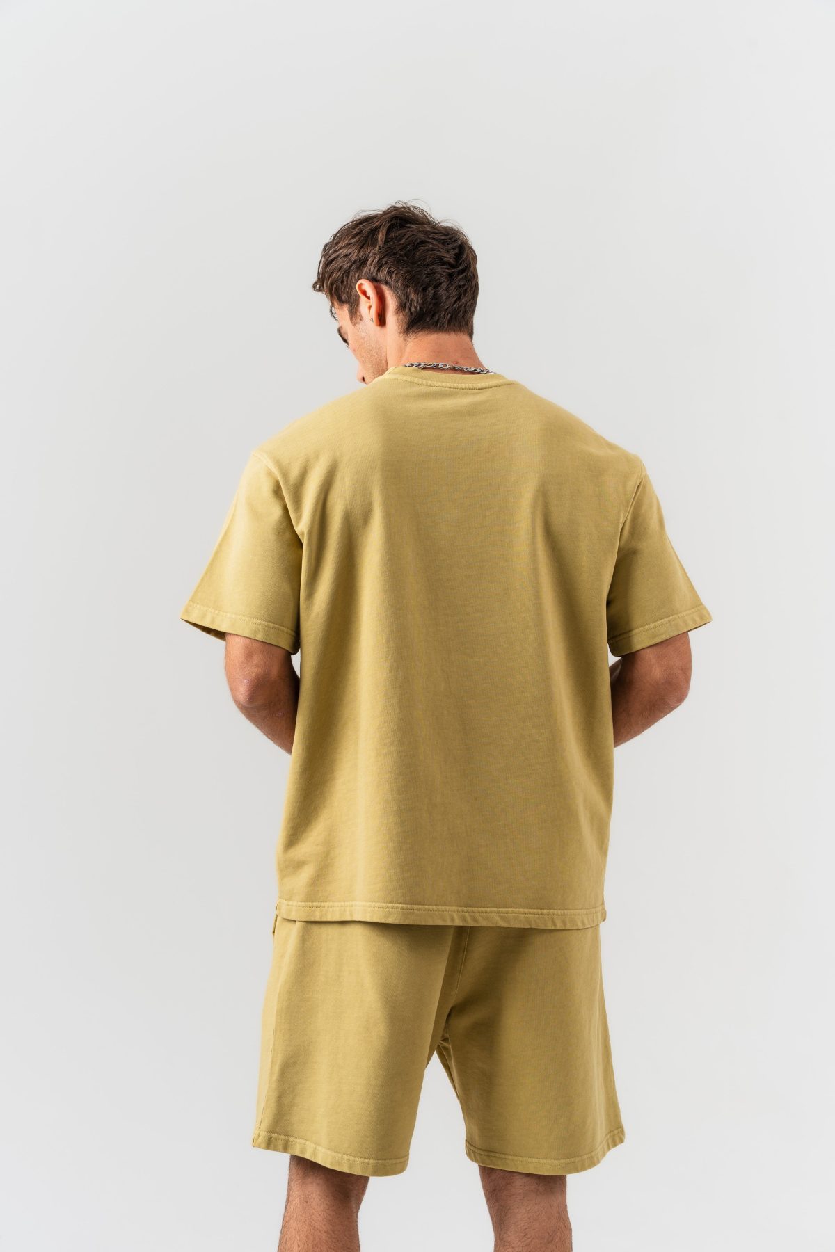 BORZ Yıkamalı Oversize T-shirt ve Şort Takımı - Sarı — Sarı (4)