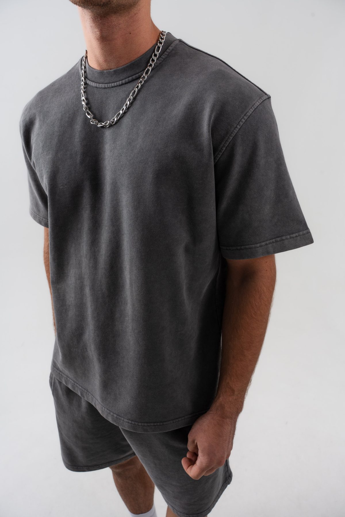 BORZ Yıkamalı Oversize T-shirt ve Şort Takımı - Siyah — Siyah (5)