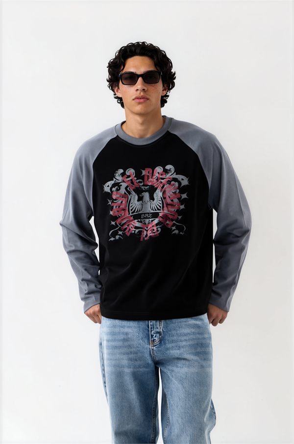 Crest Raglan Sweatshirt — Jet Black