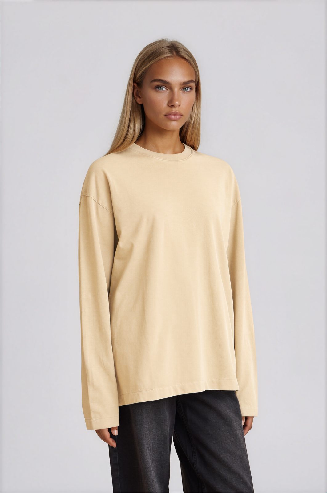 Garment Dyed Long Sleeve — Butter (1)
