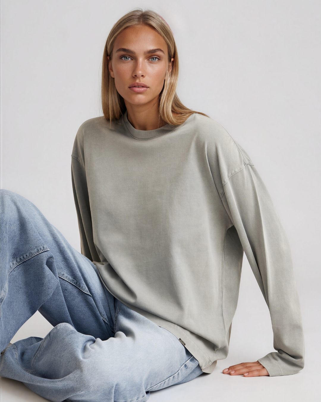 Garment Dyed Long Sleeve — Sage (1)