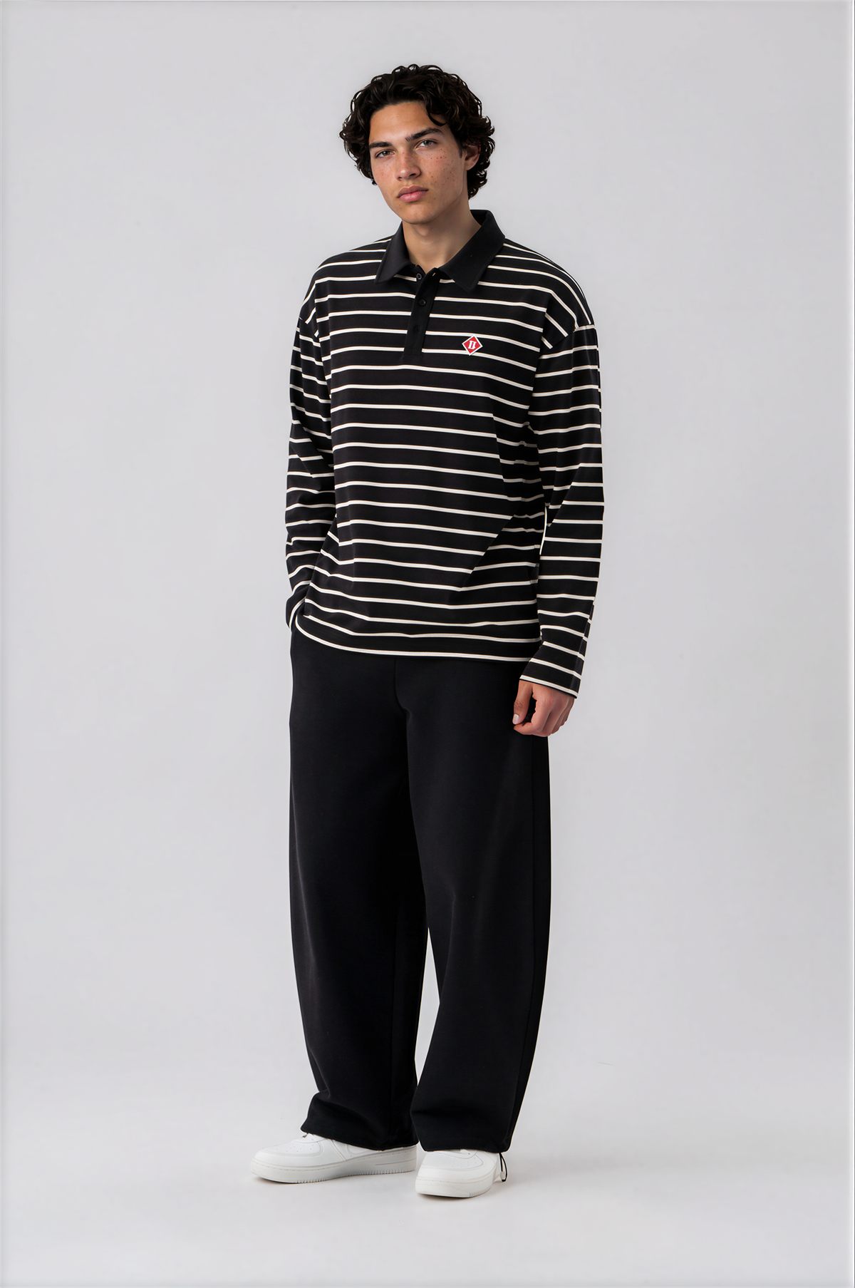 Striped Rugby Polo — Jet Black (1)