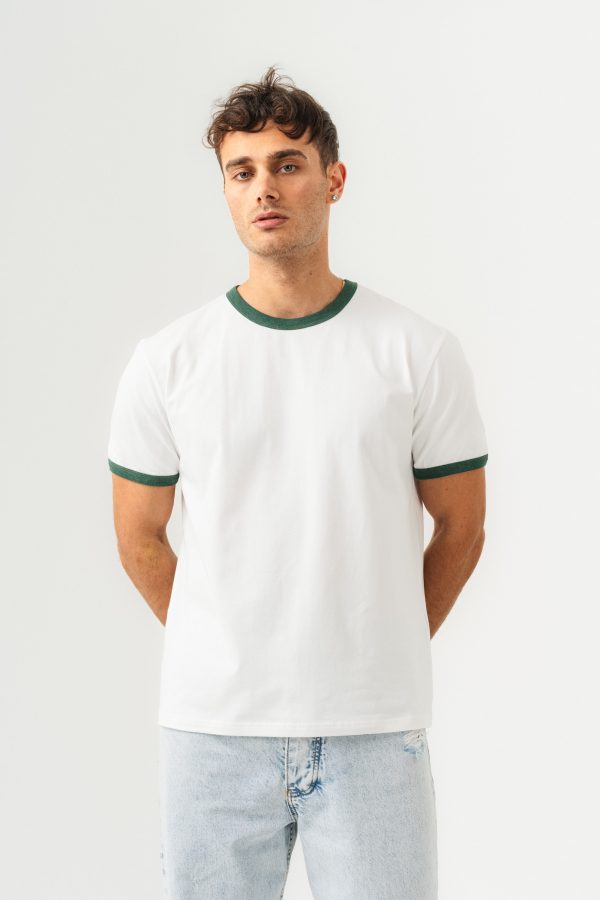UNISEX YAKA KOL YIKAMA DETAYLI REGULAR FIT BASIC TİŞÖRT BEYAZ-NEFTİ — Beyaz-Nefti