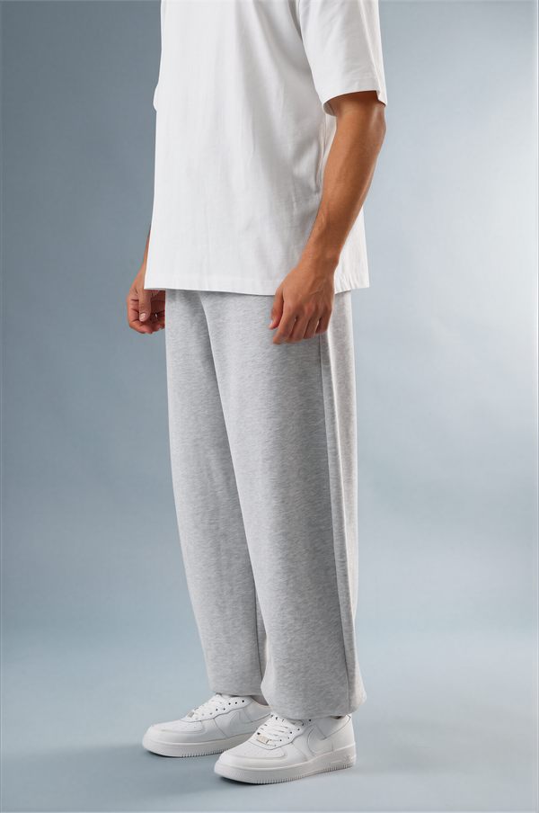 Wide Leg Sweatpant — Grey Melange
